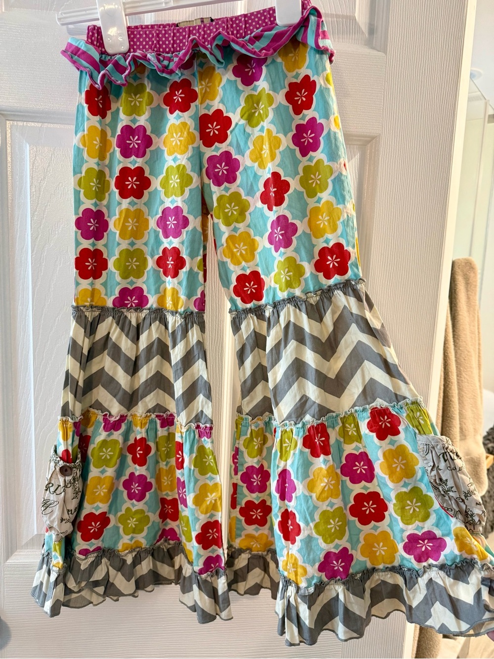 Mustard Pie Multicolor Polka Dot Floral Chevron Pattern Pant Size 8